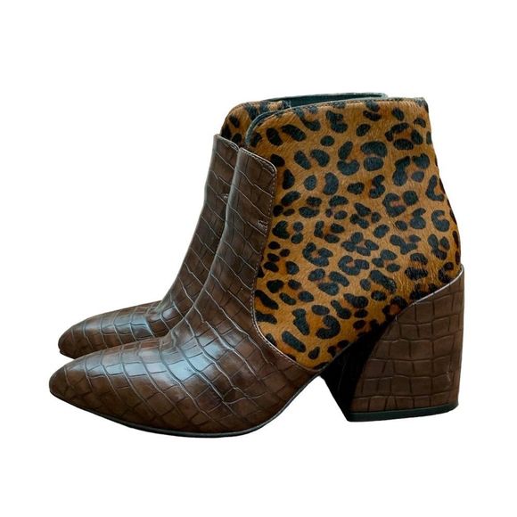 New! Jeffrey Campbell Bentlee Boot size 6 Croc Embossed & Cheetah - Picture 4 of 13